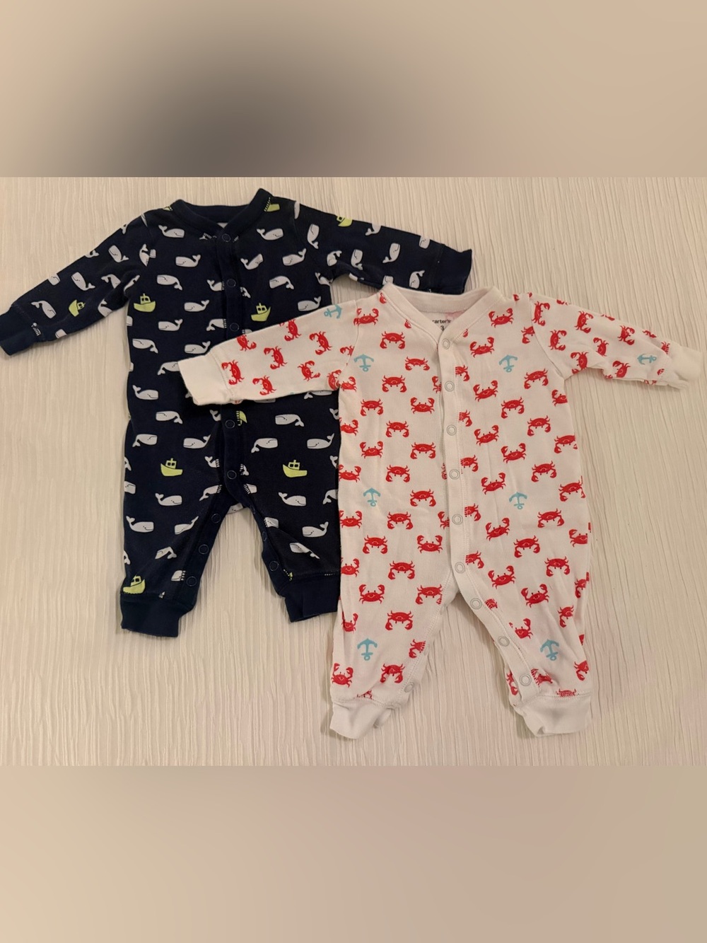 Carter's Baby One-Piece Footed Romper - Red Crab & Navy Whale (Set of 2)